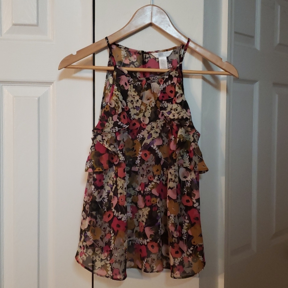 LONDON TIMES floral ruffle lightweight top